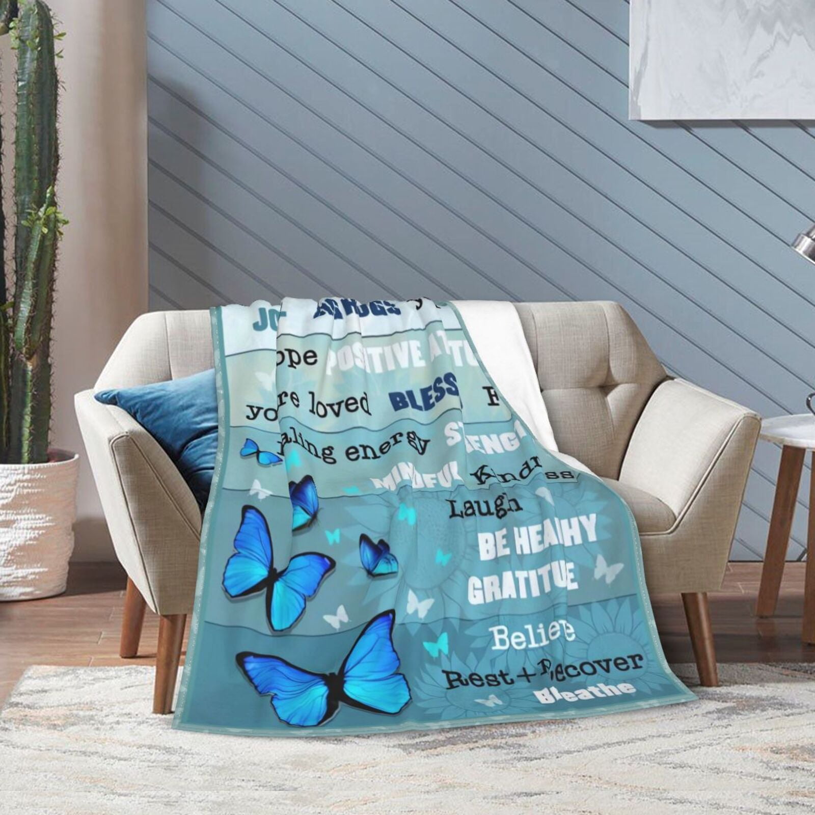 Wijzvio Get Well Soon Gifts Throw Blanket Soft Fuzzy Fleece Blanket For Couch Bed Living Room Decoration 60"X50"