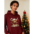 thumbnail image 3 of Highland Cow Christmas Hoodie Christmas Highland Cow Sweatshirt Cows Lover Santa Hat Pullover Shirts, 3 of 5