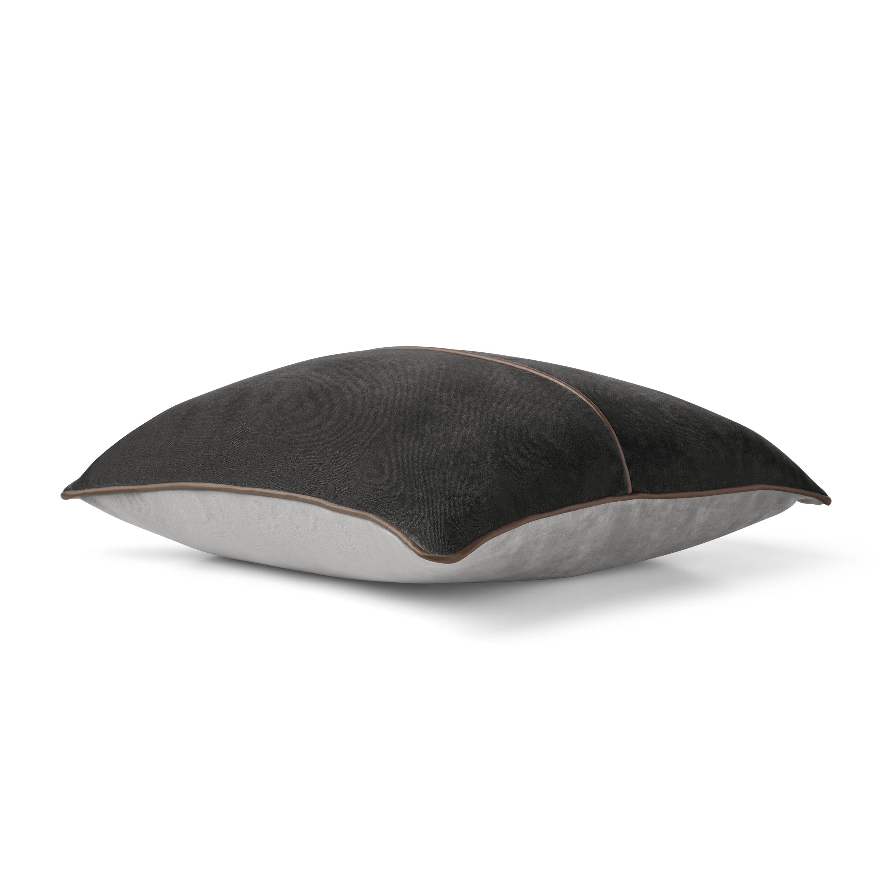 Mainstays 18" x 18" Black Velvet With Faux Leather Trim Polyester Decorative Pillow