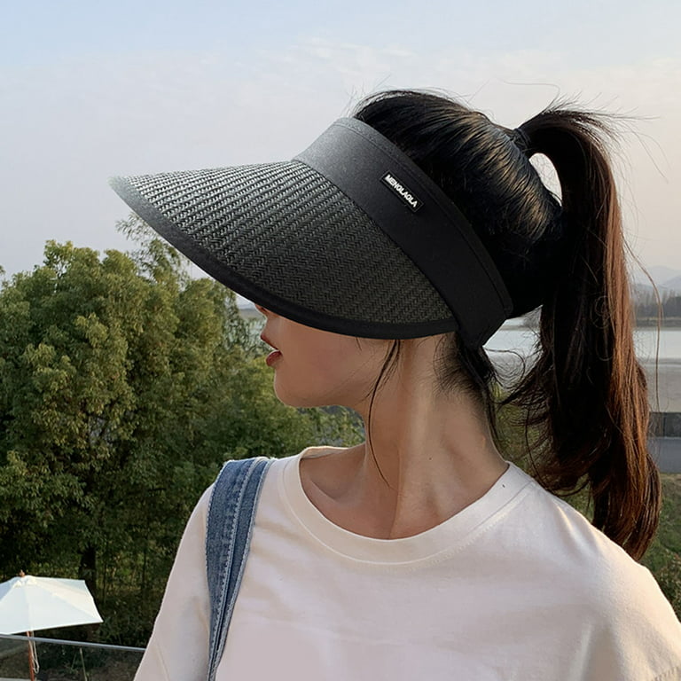 Adjustable Sun Visor Hats Women Large Brim Summer UV Protection Beach Cap