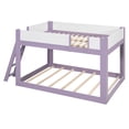 thumbnail image 4 of Queen-Over-Queen Low-Profile Bunk Bed with Guardrails, Wooden Kids Bed with Reversible Ladder, Accent Two-Tone Bed Frame, 4 of 7