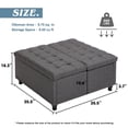 thumbnail image 3 of Magic Union 35" Large Square Storage Ottoman, Oversized Square Ottoman with Storage, Tufted Upholstered Ottoman Coffee Table with Lift Top for Living Room (Grey), 3 of 7