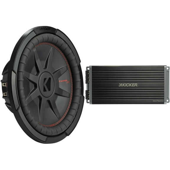 Kicker 48CWRT124 CompRT 12" Subwoofer, DVC, 4-ohm w/ 47Key5001 Amp Bundle