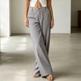 thumbnail image 2 of Morttic Women's Solid Color Loose Wide Leg Pants –  High Waist Casual Trousers with Pockets for Office & Everyday Gray，XS, 2 of 3