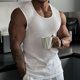 thumbnail image 1 of pstuiky Camiseta sin mangas para hombre, Camiseta deportiva informal ajustada a rayas de color liso con cuello redondo y sin mangas para hombre Chaleco de hombre s, 1 of 3
