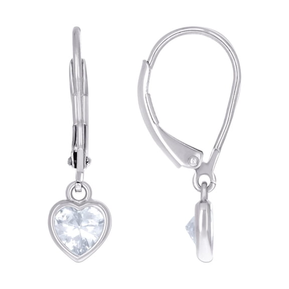 925 Sterling Silver Womens Love Heart Cubic Zirconia Heart Dangler Earrings 23.9x1.6mm Wide Dangle Earring for Women