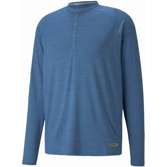 PUMA Mens Standard Egw Cloudspun Longsleeve Henley Federal Blue Heather Medium