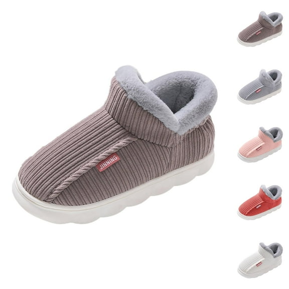 Slippers for Men and Women Cozy Cotton House Slippers Winter Warm Thick Lined Shoes Non- Indoor Home Footwear for Couples Comfort