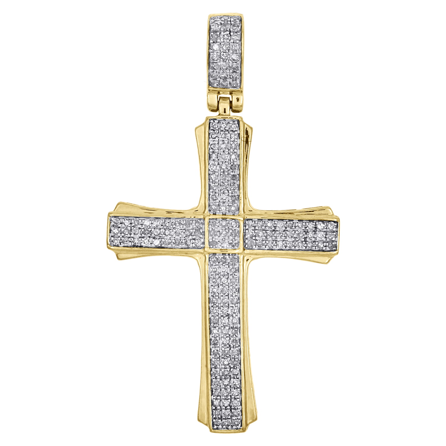 JFL Diamonds & Timepieces - 10K Yellow Gold Diamond Cross Pendant Pave ...