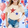 thumbnail image 2 of MIXUE Girls Tops & T-Shirts Kids Summer Fourth Of July Independence Day Star Print Round Neck Short Sleeve Casual Party Tee Shirts Sportwear,Yellow,6-7 Years, 2 of 4