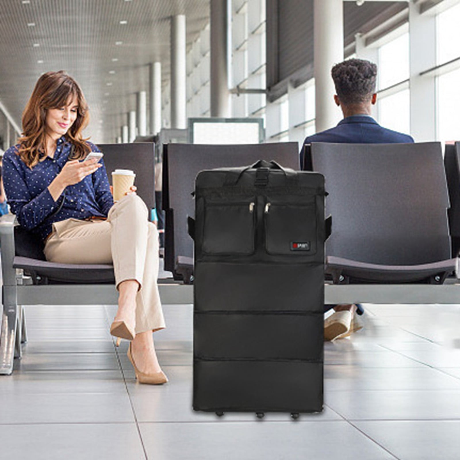 EKKIMIMI Large Capacity Aviation Checked Bag Large Capacity Study Abroad Suitcase Airplane Checked Bag Universal Wheel Folding Luggage Bag Travel Bottles for Toiletries Leak Proof