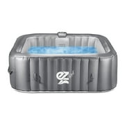 SereneLife Outdoor Portable 4 Person Inflatable Square Hot Spa Tub Spa