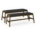 thumbnail image 1 of Costway 2 PCS 50" Long Solid Wood Dining Bench with Faux Leather Padded Seat Rubber Wood Frame, 1 of 10