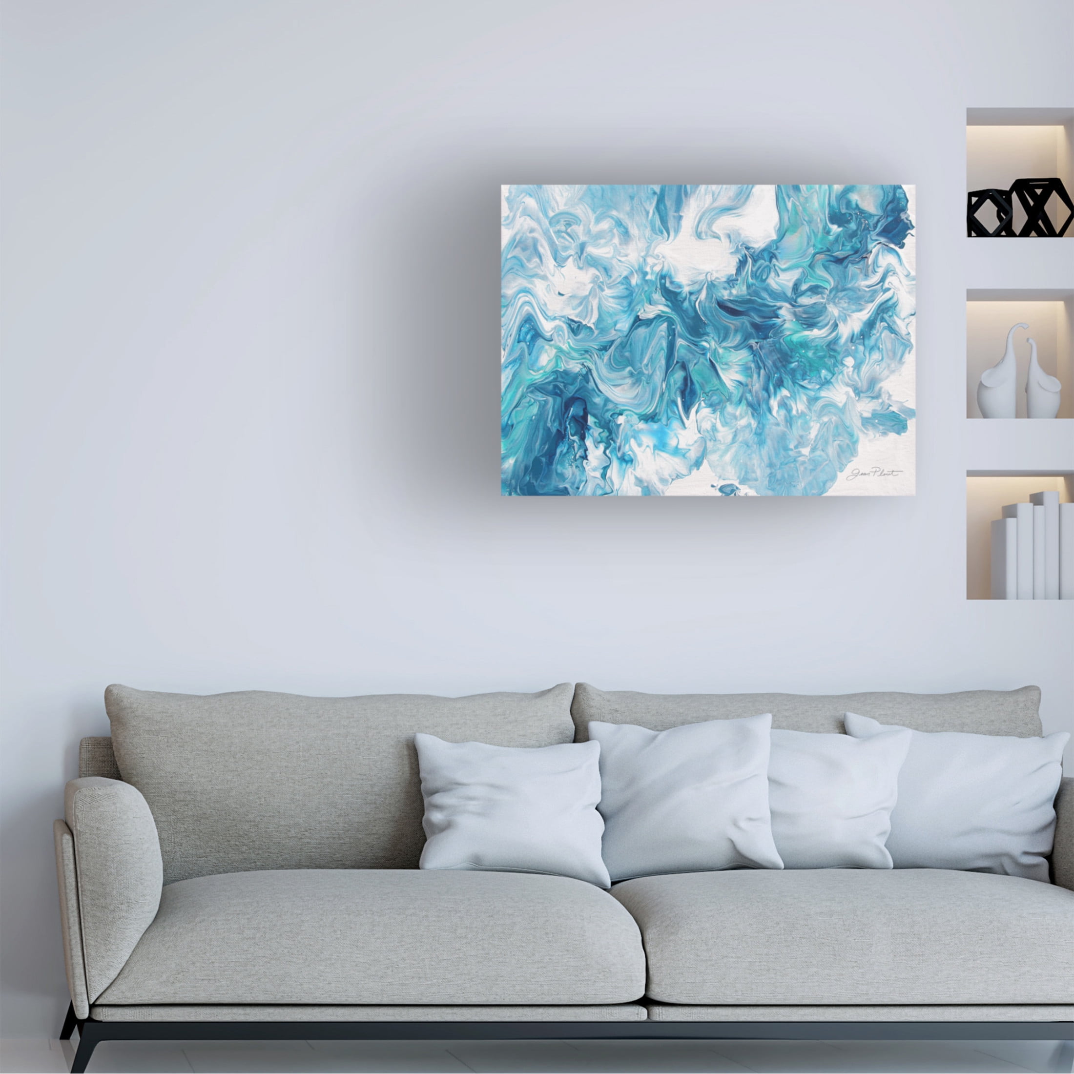 Canvas Wall Art - Jean Plout 'Abstract Pouring T' Wall Art for Living Room, Bedroom, or Office Décor by Trademark Fine Art - 47 x 35 Inches