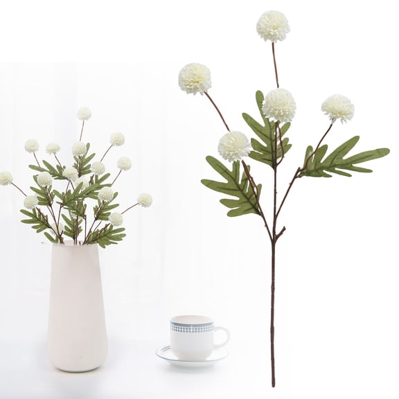 Artificial Flower, 1pcs Faux Silk Mini Chrysanth with Stems, Bulk Fake Wedding Filler Flowers for DIY Bouquet Centerpieces Arrangements Shower Decorations, white