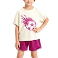 thumbnail image 2 of Freshbabe Kids 2 Piece Soccer Print Outfit, Short Sleeve Tee + Elastic Waist Shorts, Casual Sporty Wear,Multiple colors available, 2 of 6