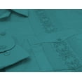 thumbnail image 3 of Men's Guayabera Long Sleeve Button Up Cuban Beach Casual Embroidered Dress Shirt (Teal, S), 3 of 3