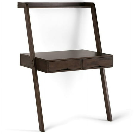 UPC: 0840469034327 | Aleck 36 inch Wide SOLID WOOD Contemporary Leaning Desk in Warm Walnut Brown