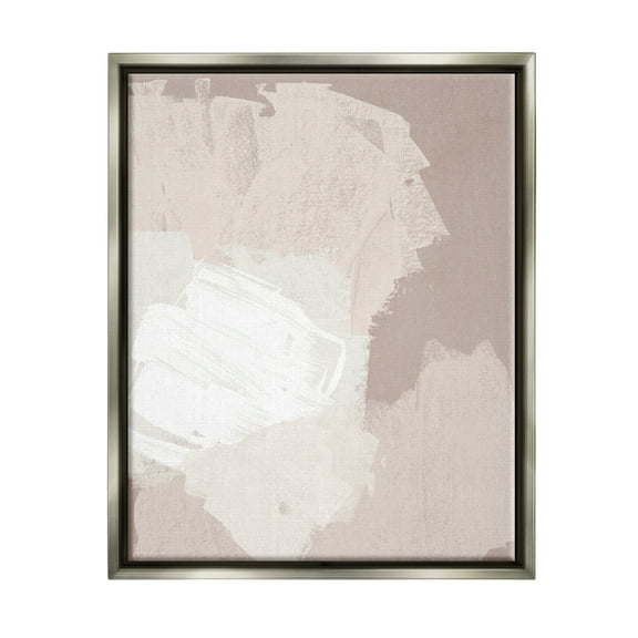 Stupell Industries Abstract Brush Strokes Collage Neutral Beige Tones Painting Luster Gray Floating Framed Canvas Print Wall Art, Design by June Erica Vess