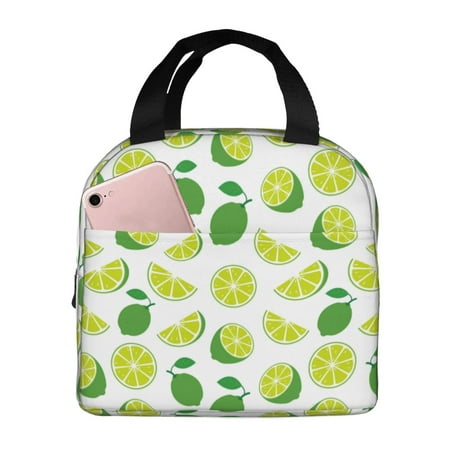 Insulated Lunch Bag for Women Men - Cute Limes Green Leaves Leakproof Cooler Lunch Box for Women Men  Lunch Tote Bags for Work School Picnic Travel