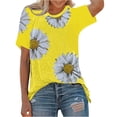 thumbnail image 4 of Qarigey Camiseta de mujer Camiseta de manga corta estampada Blusa corta estampada casual suelta Prendas para la parte del cuerpo Amarillo XXL, 4 of 6
