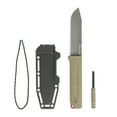 Swiss Tech 8.75" Full Tang Fixed Blade Knife with Sheath and Rod, 4.5" Steel Blade, Olive