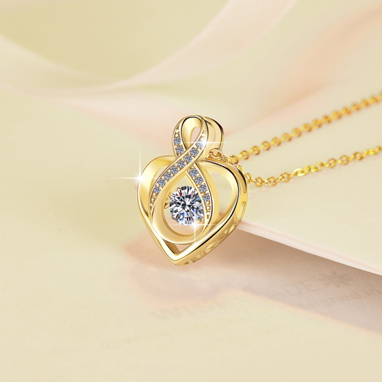 Moissanite Necklace Chains 0.5 Carat D Color VVS1 Clarity Gold Pendant Necklaces for Women Hypoallergenic 925 Sterling Silver Infinity Heart Necklace