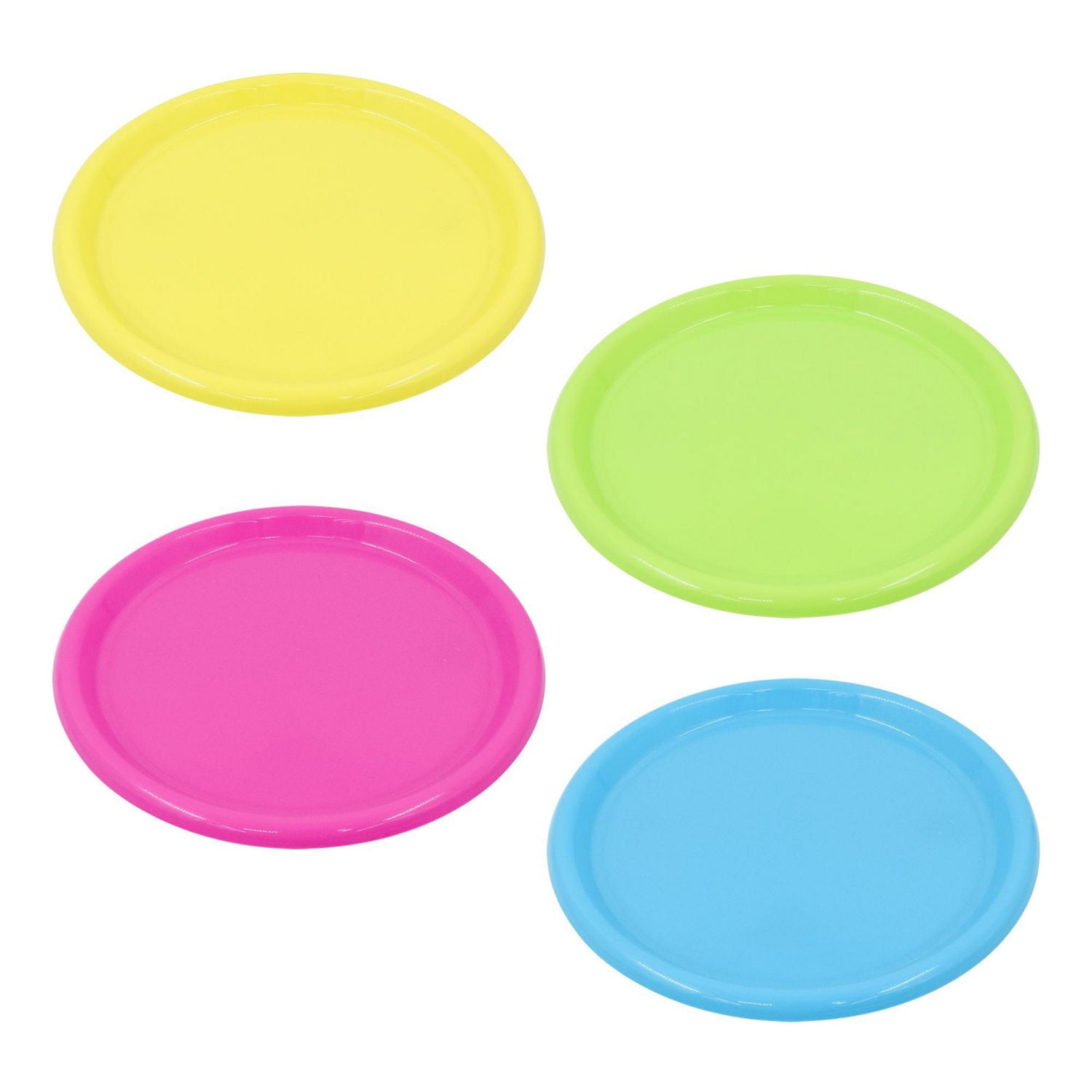 Mainstays Assorted Colour Plastic Plate Set, 4pc, 50% Recycled Material