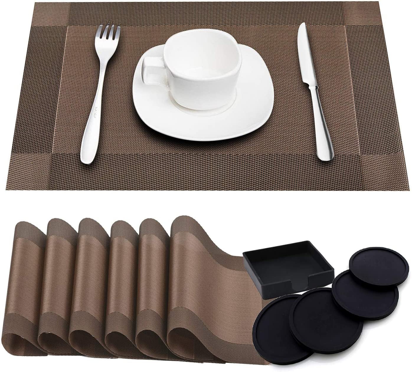 Rectangular Placemat and Square Coaster Set Mirrored 