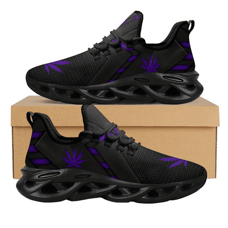 

Green Weed Leaves Printing Athletic Shoes for Women Breathable Lace Comfort Femme Footwear Platform Sneakers 2024