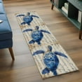 thumbnail image 3 of Runner Rugs 2x6 Ft, Navy Blue Turtle Coastal Non Slip Area Rugs for Kitchen Bedroom Entryway, Nautical Summer Ocean Vintage Washable Carpet Runner Rug Floor Mats for Bedroom Home Decor, 3 of 9