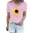 thumbnail image 2 of XMHJSMD Tshirts Shirts for Women Women's Sunflower Printed T Shirt Short Sleeved Summer Pattern Casual Shirt T Shirt Top(Pink,Xl), 2 of 8