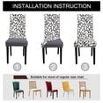 thumbnail image 3 of PiccoCasa Stretch Spandex Dining Chair Slipcovers Floral Seat Cover Set of 4, White and Black, 3 of 6