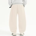 thumbnail image 5 of CPNG Girls and Boys Sweatpants Solid Color Elastic High Waist Wide Leg Sweat Pants Soft Daily Wear Casual Baggy Streetwear Pants, 5 of 5