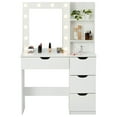 thumbnail image 4 of TROPOW Vanity Desk,Makeup Vanity,with Mirror and Lights,Makeup Vanity Desk with Mirror and Lights, 35 Inch Makeup Table with 4 Drawers and Built-in Power Strip, Makeup Studio, White, 4 of 7