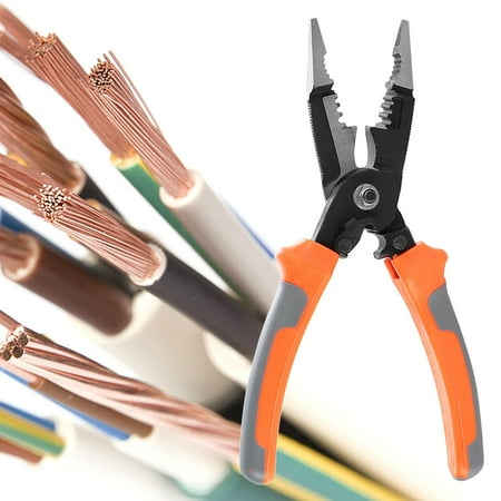 

Tebru Electrician Needle Nose Pliers 5-in-1 Wire Cable Stripping Electrician Needle Nose Pliers Crimping Pliers Stripping Tool Coaxial Stripper