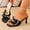 Black, variant on Women's Pointed Toe Bow Mules Spool Heel Non-Slip Comfortable Slide Sandals Summer Black 9