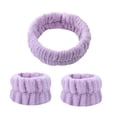 thumbnail image 1 of El juego de lavado de cara con diadema de spa reutilizable incluye 1 diadema de microfibra, 2 muñequeras para mujeres y niñas, evita que el líquido se violeta claro Yinane diadema de lavado de cara, 1 of 7