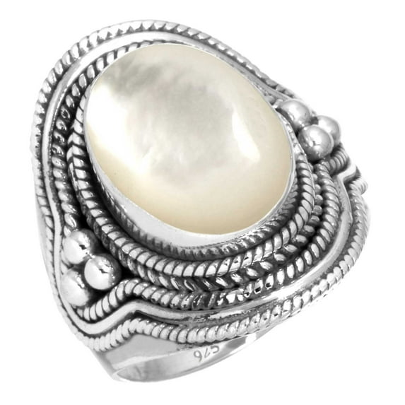 925 Sterling Silver Ring For Women White Natural Mother Of Pearl Gemstone Silver Ring April Birthstone Handmade Silver Ring Size 7 Thanksgiving Gift For Girl Friend Gemstone 925 Silver Jewelry