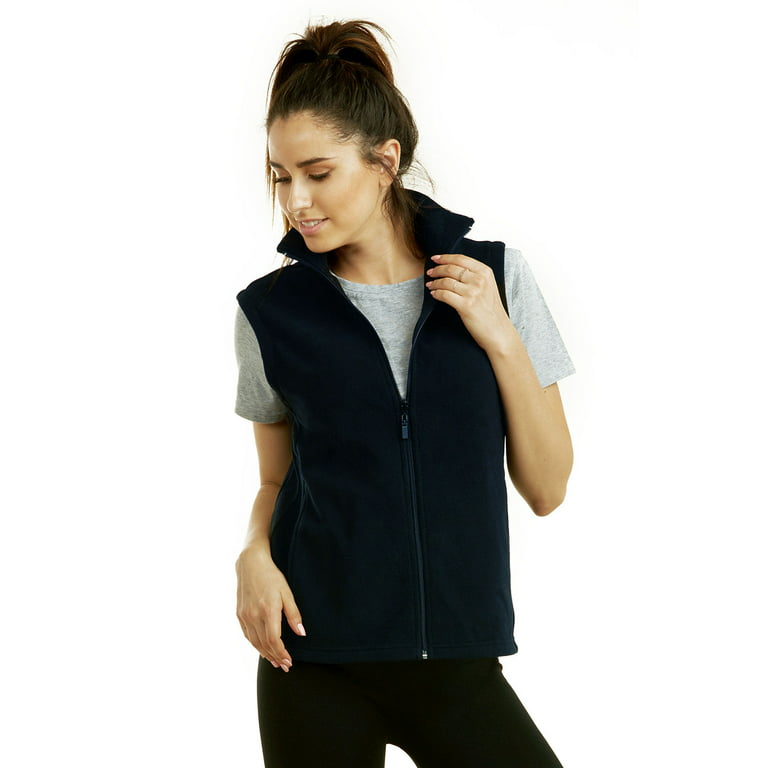 TheLovely Women & Plus Lightweight Full Zip Up Soft Polar Fleece Vest Jacket  (Navy, XL) 