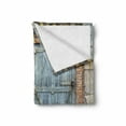 thumbnail image 2 of Industrial Soft Flannel Fleece Throw Blanket, Old Wooden Factory Gate Warning Signs Change Modern Techno Theme Print, Cozy Plush for Indoor and Outdoor Use, 50" x 60", Multicolor, by Ambesonne, 2 of 6