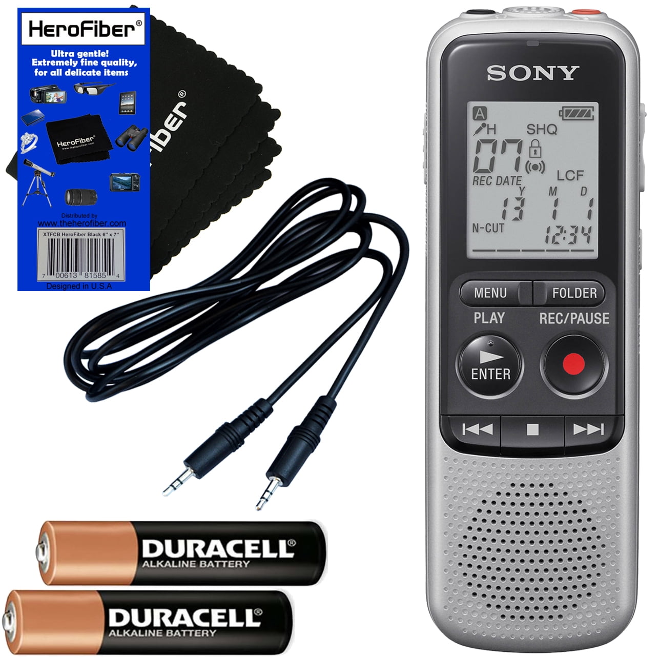 combinatie Kerkbank Alternatief Sony ICD-BX140 MP3 Digital Voice IC Recorder with Built-in 4GB + Auxiliary  Cable + 2 AAA Batteries + HeroFiber Ultra Gentle Cleaning Cloth -  Walmart.com