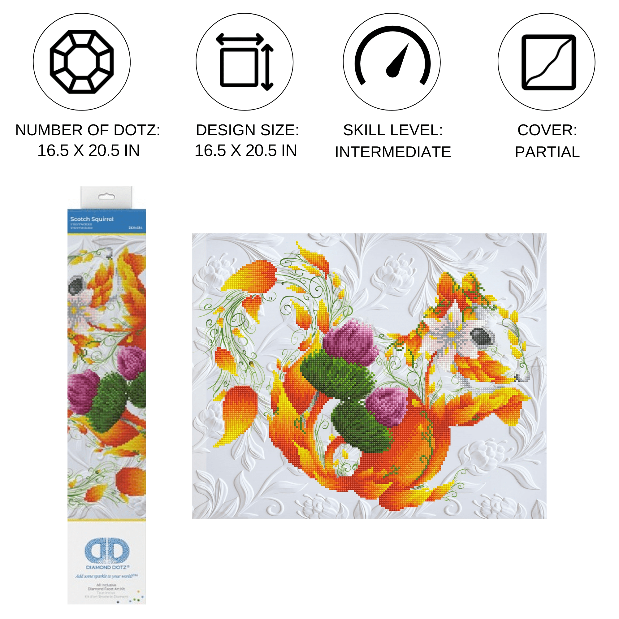 Diamond Dotz Scotch Squirrel Animal Diamond Painting Kits for Adults - Diamond Art Kits a Relaxing Creative Craft Kit with Dotz Gems  16.5"x20.5"
