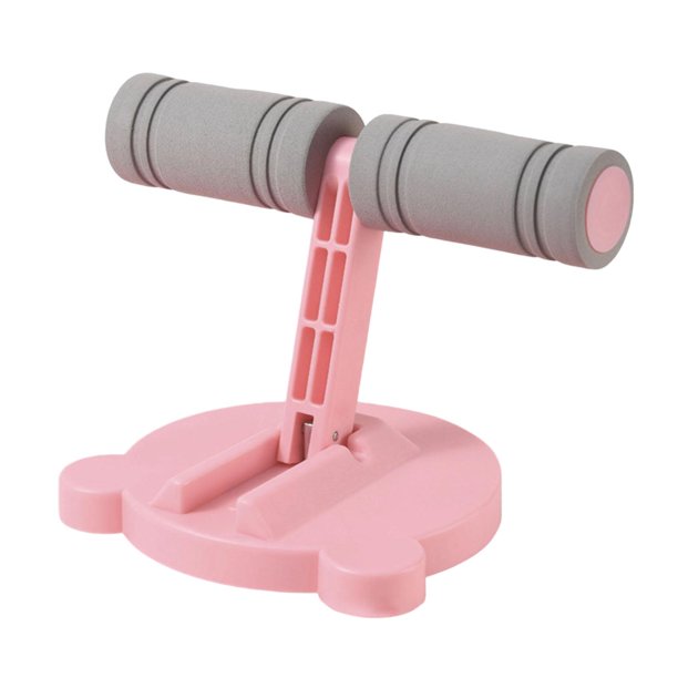 Barra de abdominales de suelo, dispositivo auxiliar para abdominales, ideal para gimnasio en casa y ejercicios multifuncionales. Orejas rosas lindas