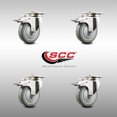 thumbnail image 2 of 4 Inch 316SS Gray Polyurethane Swivel Top Plate Caster Set Total Lock Brake SCC, 2 of 2