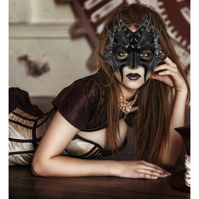 Attitude Studio Black Steampunk Metallic Devil Mask Costume