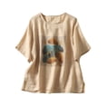 thumbnail image 2 of LEBONYARD Tops for Women Trendy,Tops for Women Women's Casual Short Sleeve Round Neck Tops Summer Loose Tee Shirts Blouse Beige M, 2 of 3
