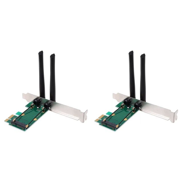2X Tarjeta Inalámbrica WiFi Mini PCI-E Express Una Adaptador PCI-E con 4 Antenas Externas para PC