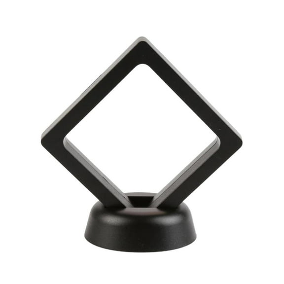 Girlsshop 5/10Pcs 3D Floating Frame Holder Stand Box Clear Jewelry Ring Coin Display Case,Black 5PCS