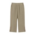 thumbnail image 5 of Miluxas Women's Casual Loose Fit Capris High Waisted Drawstring Cropped Pants with Button Details Khaki, 5 of 5